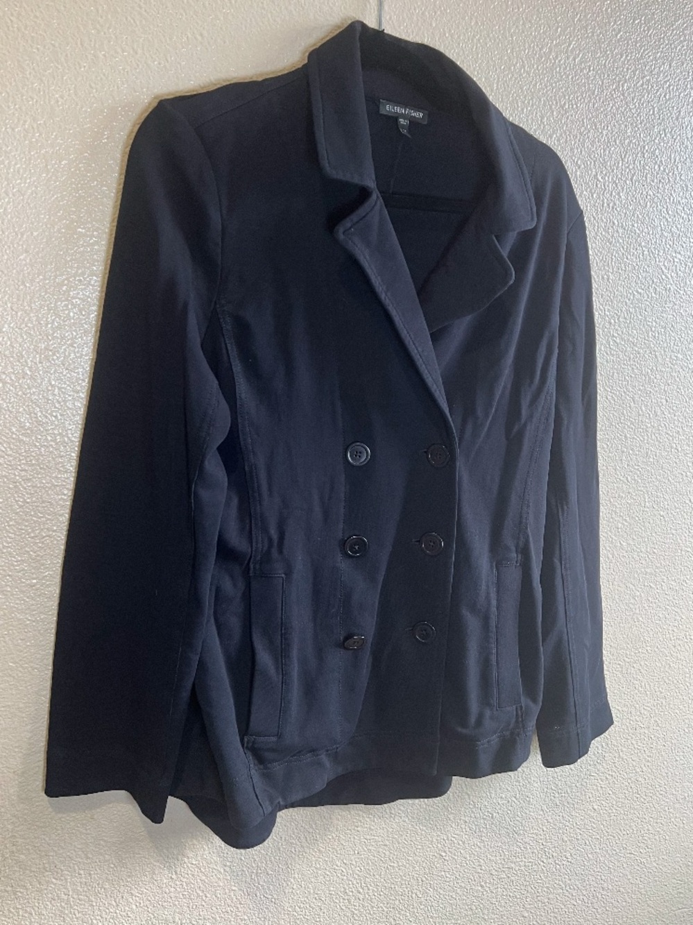 Eileen Fisher Black Blazer Jacket size Medium Minimalist Career Chic button up
